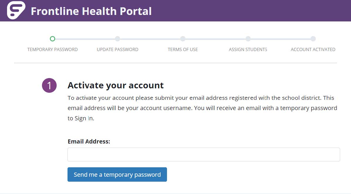 Activating Your Account School Health Management - Health Portal